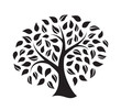 Silhouette of a tree isolated on white background