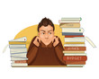 Businessman is under stress with lot of paper work
