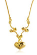 Golden necklace pendant with heart shape