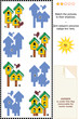 Match to shadow visual puzzle - birdhouses