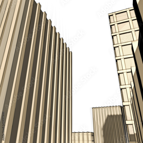 Illustration: sketch of modern cityscape in the evening sketch of modern cityscape in the evening