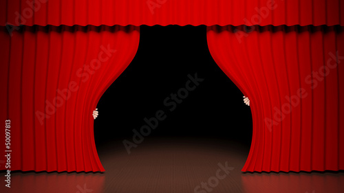 Illustration: Red curtain on theater stage Red curtain on theater stage