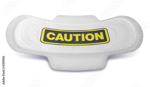 Photo: Sanitary Pad Caution Sign Front Sanitary Pad Caution Sign Front