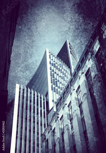 Photo: buildings on textured background buildings on textured background