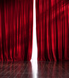 Theater red curtain opening