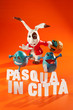 Easter eggs escape from rabbit