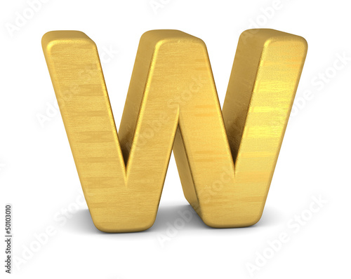 Illustration: buchstabe letter W gold vertikal buchstabe letter W gold vertikal