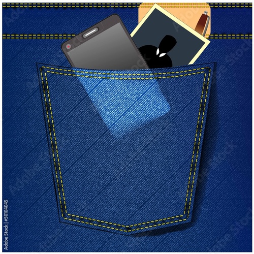 Vector: jeans with foto,pen, mobile jeans with foto,pen, mobile
