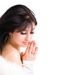 young caucasian woman praying
