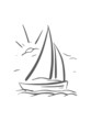 hand drawn background with sailboat. Vector eps8