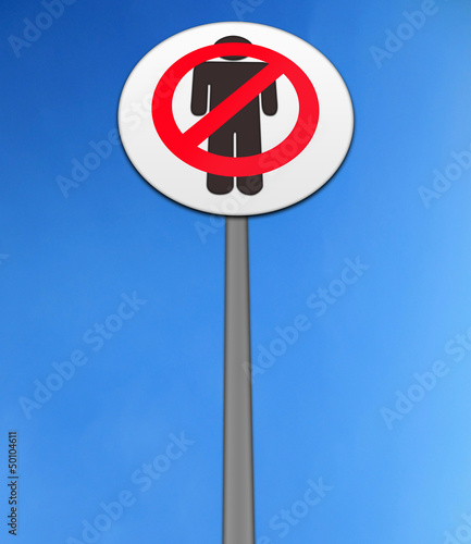 Illustration: 'NO MEN' ISOLATED AGAINST A BRIGHT BLUE SKY 'NO MEN' ISOLATED AGAINST A BRIGHT BLUE SKY