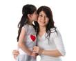 korean mother and her daughter with isolated background during m