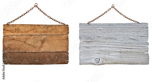 Photo: wooden sign with chain hanging background message wooden sign with chain hanging background message