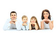 Photo: Beautiful happy family - isolated over a white background Beautiful happy family - isolated over a white background