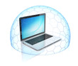 laptop inside shield - computer security, protection