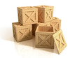 group of wooden crates