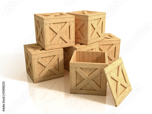Illustration: group of wooden crates group of wooden crates