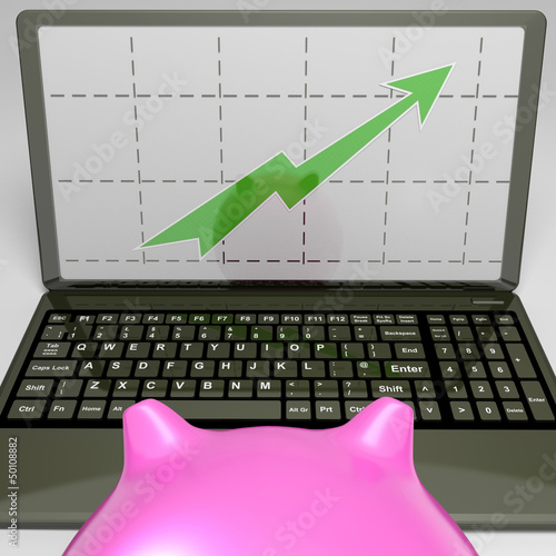 Illustration: Graph On Screen Shows Growing Profits Diagram Graph On Screen Shows Growing Profits Diagram