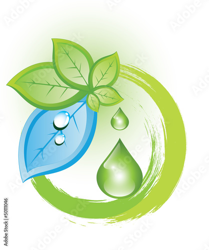 Vector: Abstract eco symbol with plant of green and blue leaves Abstract eco symbol with plant of green and blue leaves