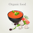 Vector: Tomato soup with fresh vegetables. Tomato soup with fresh vegetables.