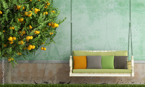Illustration: Vintage garden swing Vintage garden swing