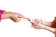 Hand and red envelope