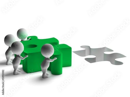 Illustration: Completing Jigsaw Showing Solving Completing Or Achievement Completing Jigsaw Showing Solving Completing Or Achievement