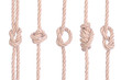 A set of knots of rope connected isolated on a white