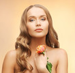 lovely woman with rose flower
