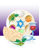 Jewish celebrate pesach passover with matzo,flowers, wine