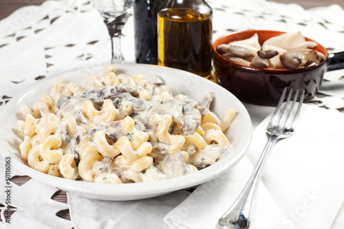 Photo: pasta with mushroom and basil pasta with mushroom and basil