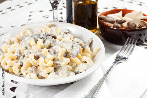 Photo: Penne pasta with mushroom and basil Penne pasta with mushroom and basil