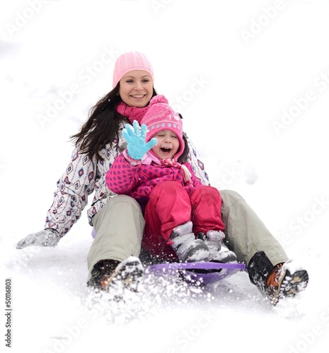 Photo: Winter, snow, sledding at winter time Winter, snow, sledding at winter time