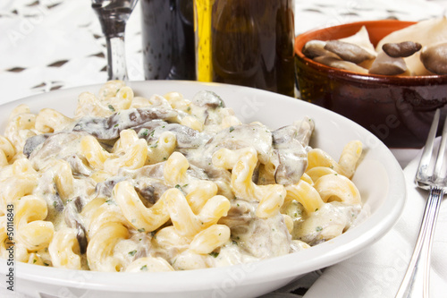 Photo: Penne pasta with mushroom and basil Penne pasta with mushroom and basil