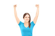 Beautiful young female gesturing happiness