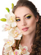 Beautiful woman with orchid