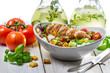 Photo: Salad with chicken, tomato, olive and fresh herbs Salad with chicken, tomato, olive and fresh herbs