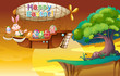 An airship at the cliff