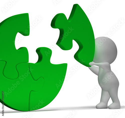 Illustration: Completing Jigsaw Showing Solution Completing Or Achievement Completing Jigsaw Showing Solution Completing Or Achievement