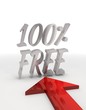 Metallic decorative percent free icon with red arrow