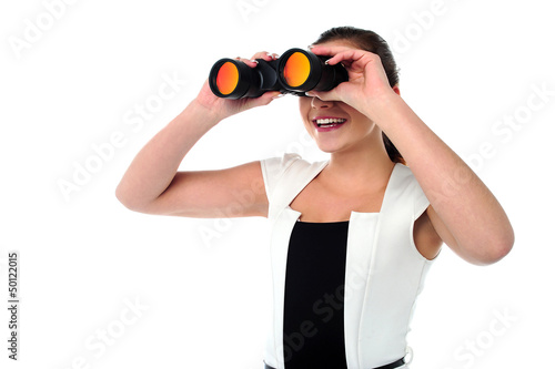 Photo: Lady looking through the binocular Lady looking through the binocular