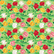 Hand painted roses seamless pattern in pink, red, white and yell