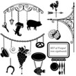 Set of different form metal sign boards for restaurant, bar