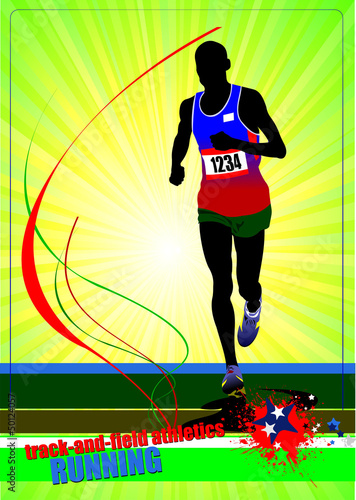 Vector: The running man. Track and field. Vector illustration The running man. Track and field. Vector illustration