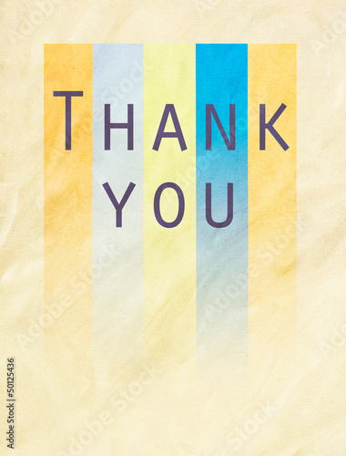 Illustration: Thank you word on colorful textured paper Thank you word on colorful textured paper