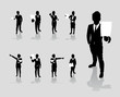 Vector: business people set holding up paper signs business people set holding up paper signs