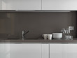 stoviglie sul piano di marmo nella cucina moderna