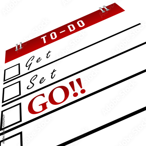Illustration: Get Set Go in To-Do List - Red Get Set Go in To-Do List - Red