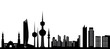 kuwait skyline with tower mosk and other buildings