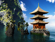 Buddhist temple in mountains